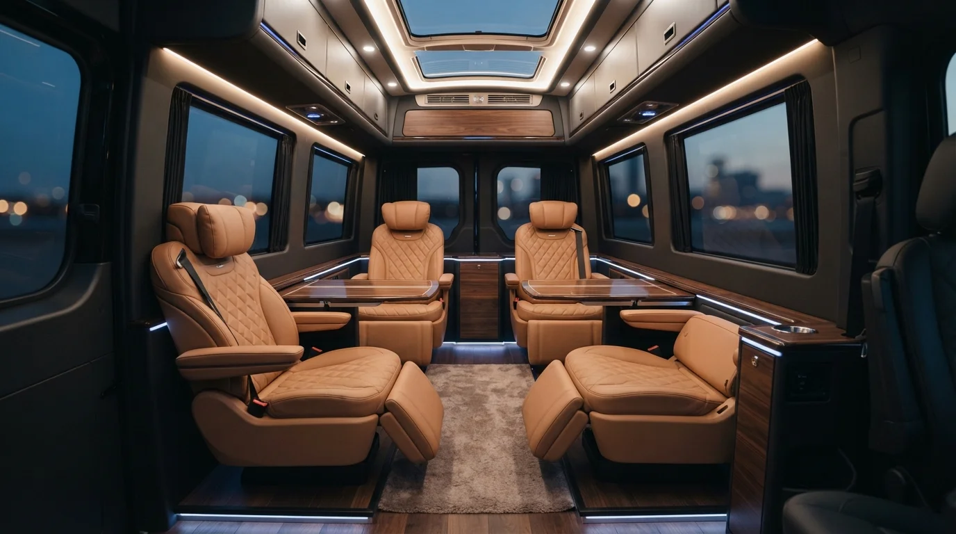 Interior of the Executive Sprinter, rear passenger cabin