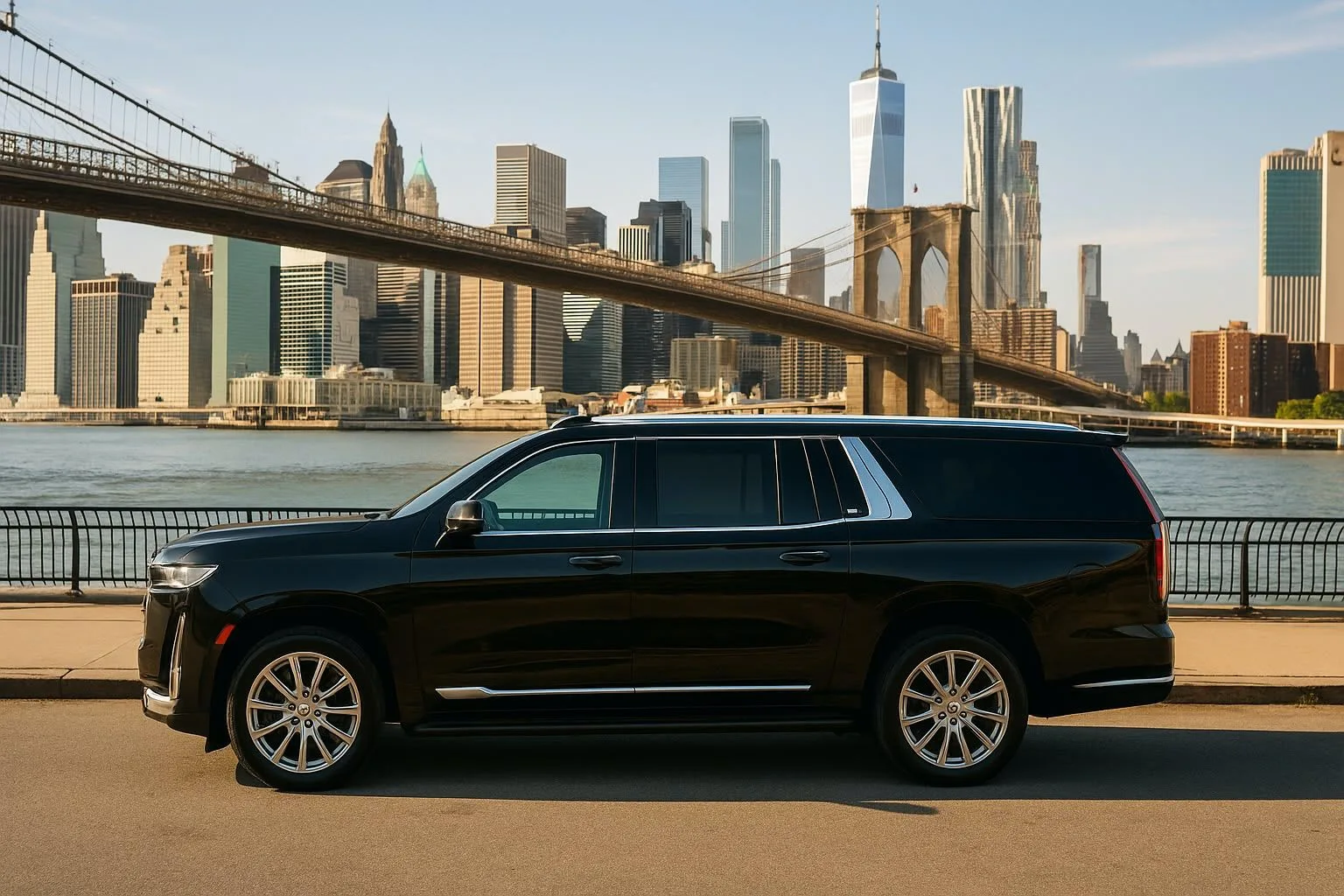 A line of black luxury sedans and SUVs from the Bespoke fleet