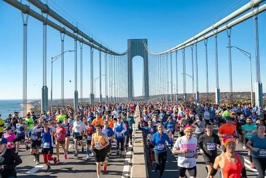 NYC Marathon — arrivals at All five boroughs — Staten Island start to Central Park finish