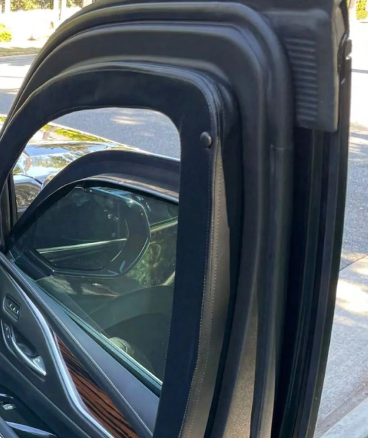 Armored Escalade — reinforced door frame showing the armor thickness