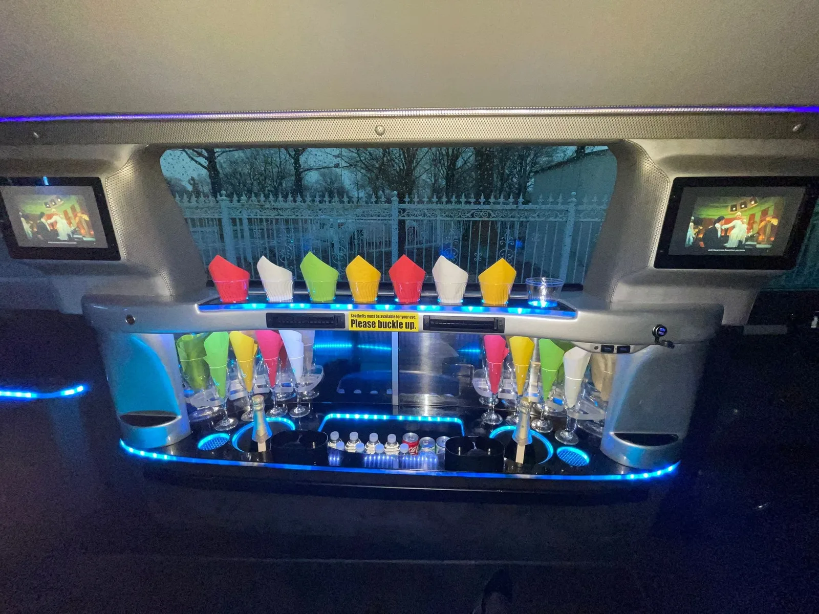 Interior detail of the Stretch Limousine — seating and finish