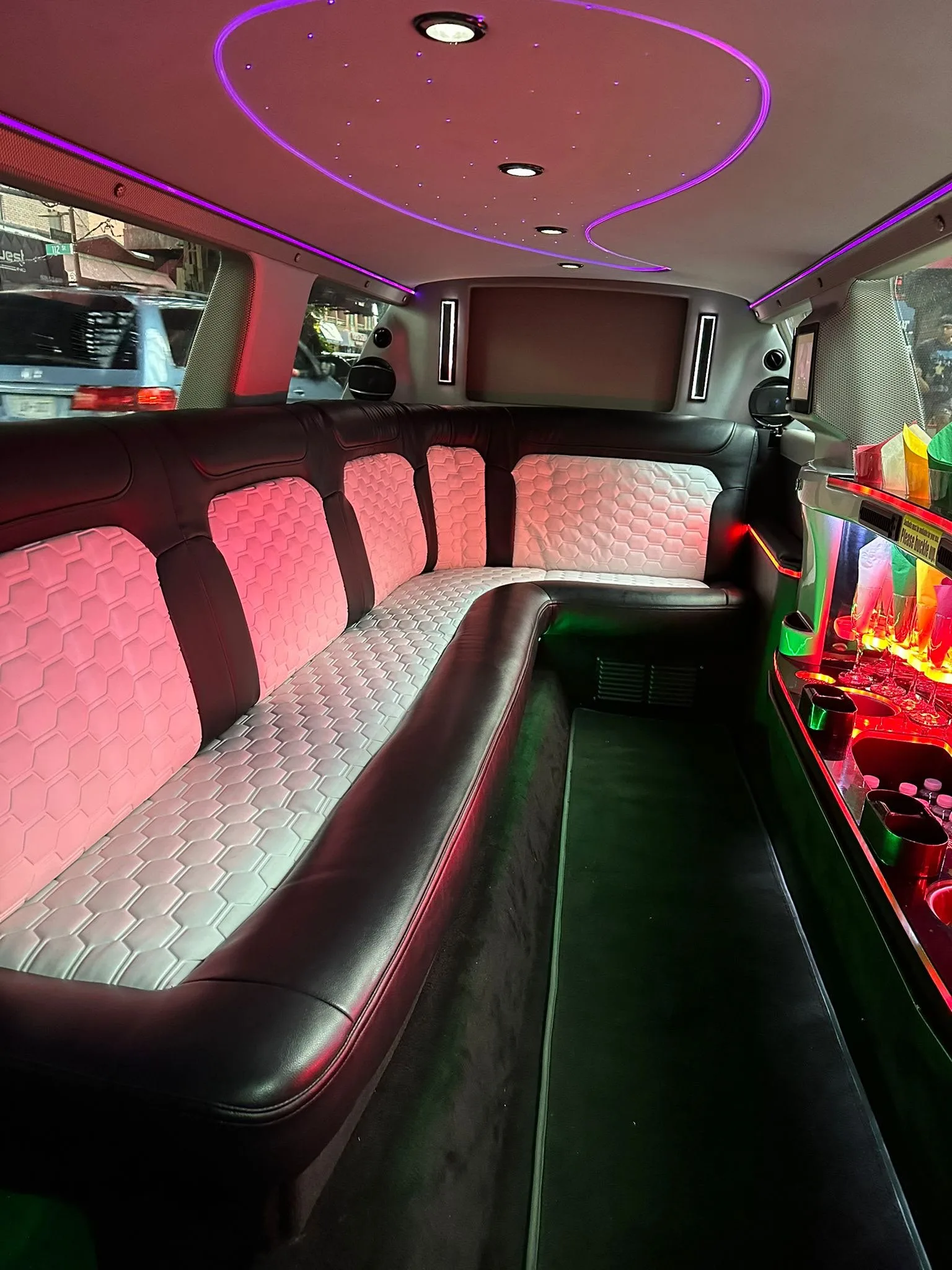 Interior of the Stretch Limousine, rear passenger cabin